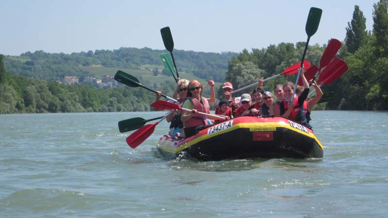 Rafting auf dem Altrhein bei Freiburg