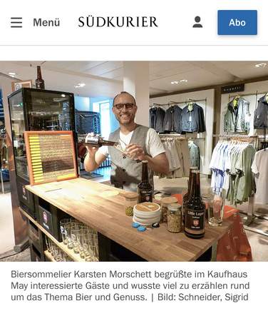 Biersommelier Karsten Morschett beim Tasting inkl. mobiler Pop-Up-Bar