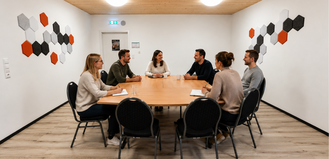 Besprechung im Seminarraum der TRAUNROCK Kletterhalle Multifunktionsraum mit besonderem Ambiente