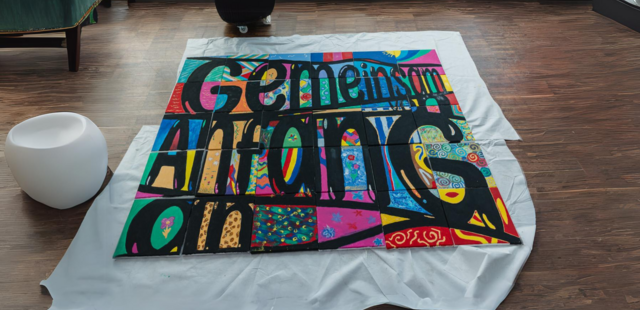 Ein bezaubernder Team Kunstwerk Kunstwerke, Kunstworkshop, Puzzle Painting