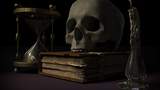 Sanduhr Totenkopf Buch