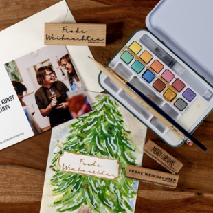 Weihnachtskarten- Aquarellkurs mit Weinprobe Weihnachtskarten- Aquarellkurs mit Weinprobe
