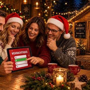 Weihnachts-Teamquiz für Firmen in Karlsruhe Firmenteam beim moderierten Weihnachtsquiz in Karlsruhe