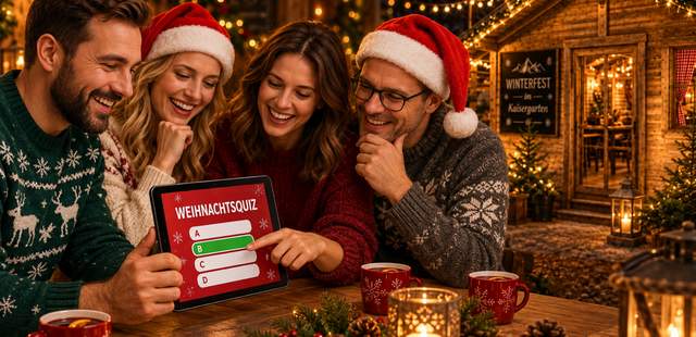 Weihnachts-Teamquiz für Firmen in Karlsruhe Firmenteam beim moderierten Weihnachtsquiz in Karlsruhe