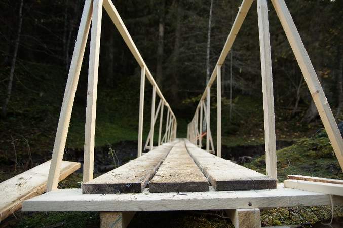 Bau einer Holzbrücke