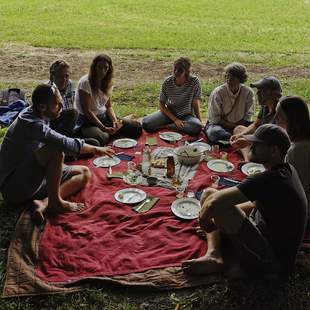 Wildpflanzen Spaziergang mit Picknick