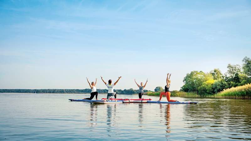 Group Fitness am Fleesensee Fitness, Fleesensee, Gruppen, Team, SUP Yoga, Yoga, Wassersport