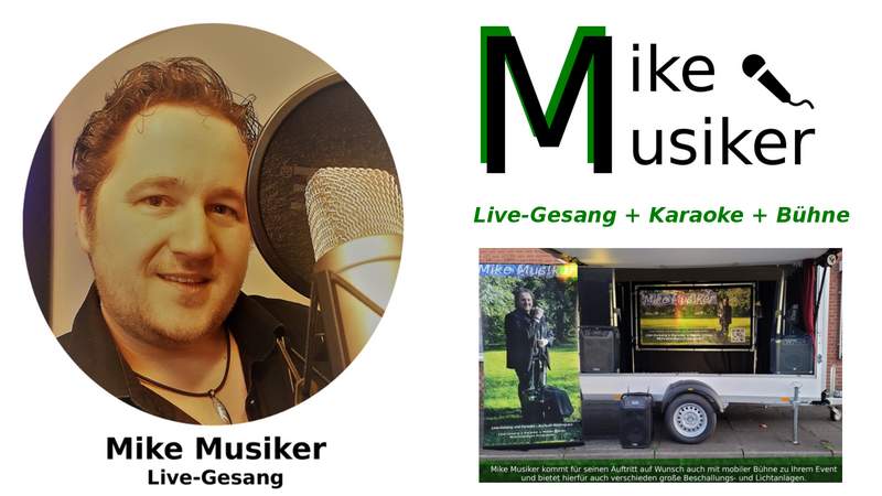 Mike Musiker Titelbild Mike Musiker Live Gesang Karaoke Mobile Bühne Anhänger