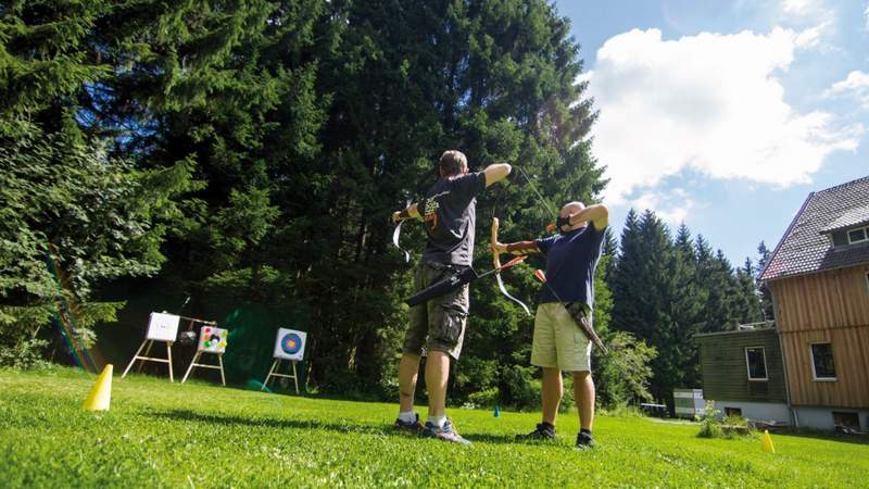 großes Schießgelände Teamerlebnis Harzwood Forest