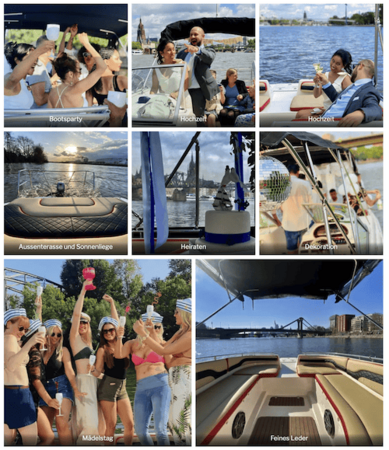 Lustige Bootsfahrt Sightseeing + Bootsparty