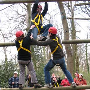 Klettern im Hochseilgarten nahe Bremen