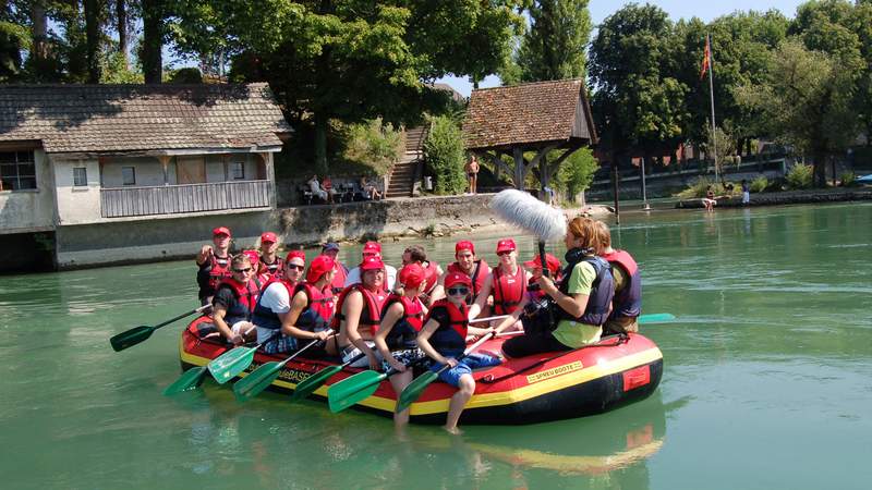 Rafting auf dem Altrhein bei Freiburg