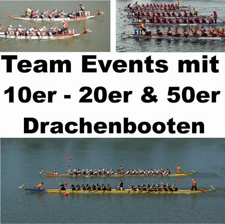Team Events mit 10er, 20er und 50er Drachenbooten, drachenboot, dragon boat, event, drachenbootfahren, drachenbootrennen, rennen, fahren, paddeln, drachenboo-events