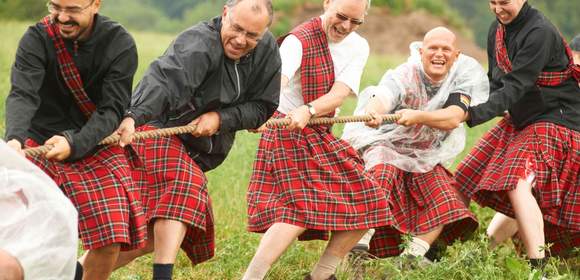 Teambildung im Schottenrock