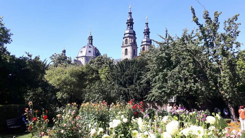 Fulda Dahliengarten Blick zum Dom