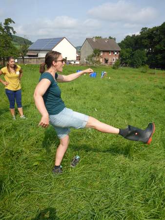 Gummistiefel Weitwurf bei den Highland Games