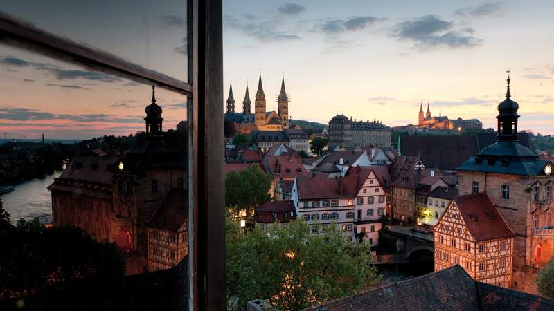 View of Town with the Old Town Hall, Cathedral and St. Michael Monastery