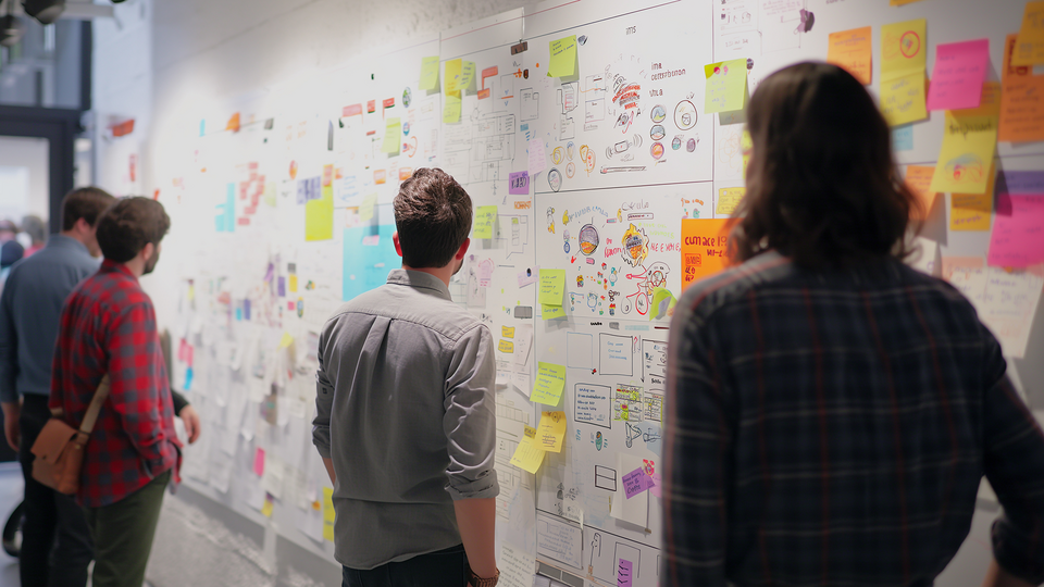 Kick-Off Jahresauftakt Menschen vor einem Flip-Board