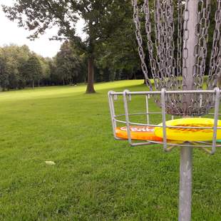 Stange und Korb inklusive Discgolfscheiben