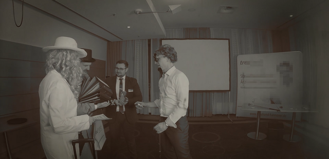 Stummfilm Dreh als unterhaltsames Teamevent Mehrere Personen bei einem Stummfilm Dreh