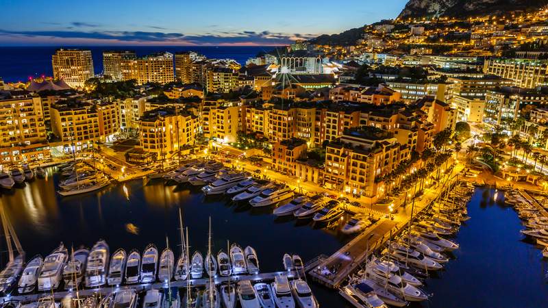 Monaco bei Nacht Das Fürstentum Monaco