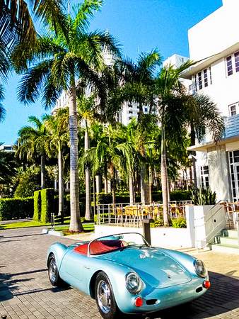 Porsche, Miami, South Beach, Ocean Drive, Palm Trees