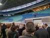 Ansprache im Stadioninneraum in Leipzig