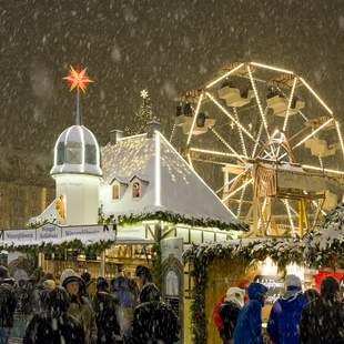 Markt, Weihnachten, Lichter, Stimmung, Gruppe