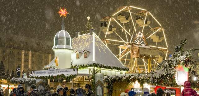 Markt, Weihnachten, Lichter, Stimmung, Gruppe