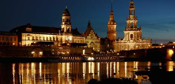 Dresden, Lichter, Kulisse, Panorama, Leuchten