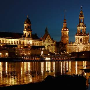 Dresden, Lichter, Kulisse, Panorama, Leuchten