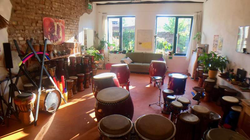 Blick in den Innenraum 3 Trommelschule, TeamDrums, Leipzig, Firmenfeier