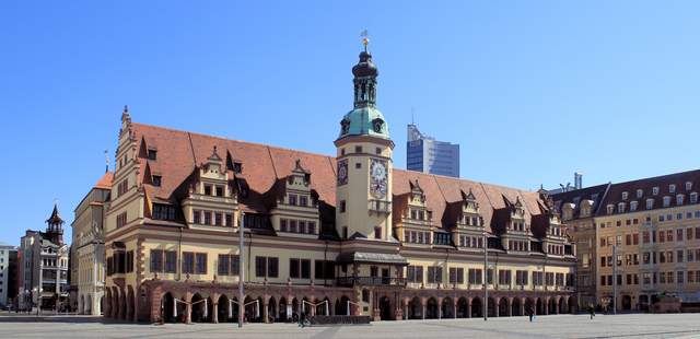 Altes Rathaus am Markt in Leipzig Das Alte Rathaus gehört zu den schönsten Renaissance-Bauten in Deutschland