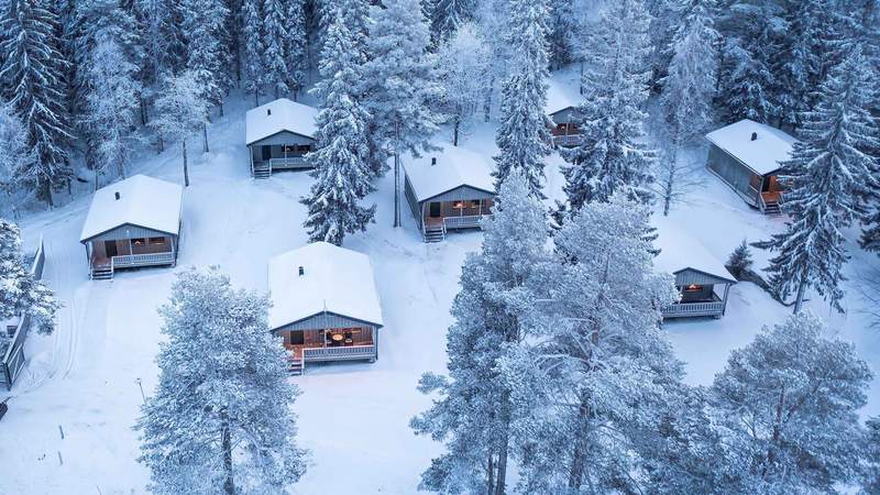 Brändön Lodge Luftaufnahme Wildnis-Abenteuer in Schwedisch Lappland
