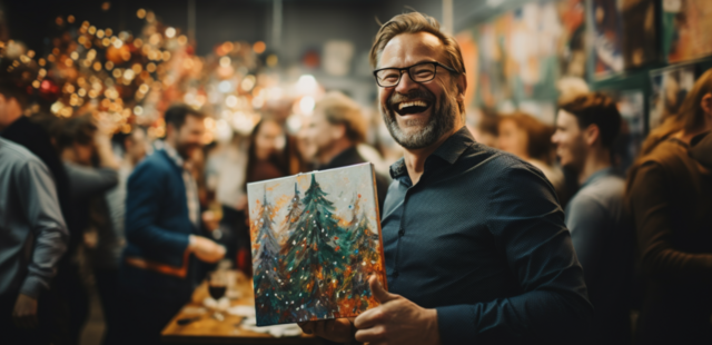 Gelungene X-Mas Party X-Mas Paint Event - Malen mit dem Team