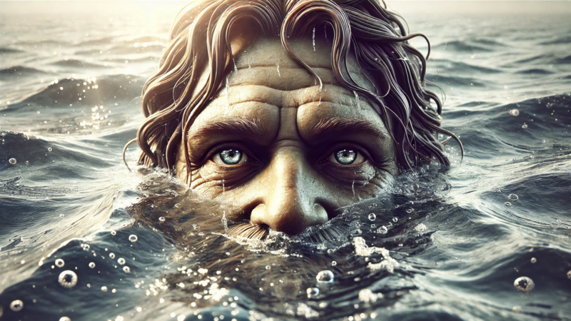 Meereswesen blickt aus dem Wasser