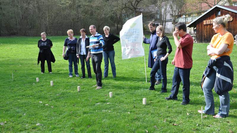 Team-Spaß bei der mittelalterlichen Challenge