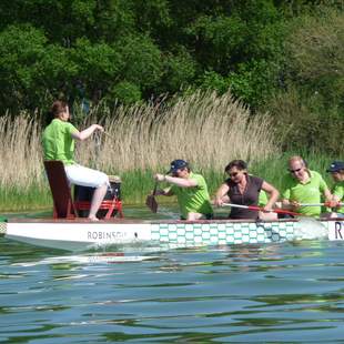 Olymipiasiegerin Birgit Fischer beim Winners Weekend im Drachenboot