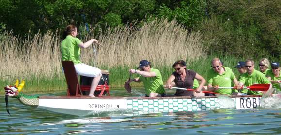 Olymipiasiegerin Birgit Fischer beim Winners Weekend im Drachenboot