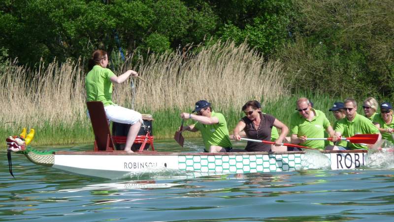 Olymipiasiegerin Birgit Fischer beim Winners Weekend im Drachenboot