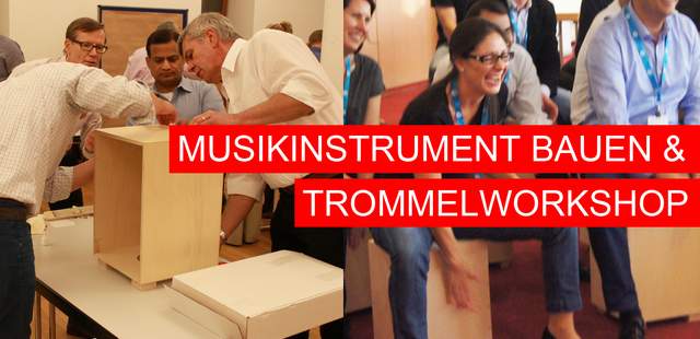 Trommeln als Teamevent Team Event Musikinstrument bauen Trommelworkshop