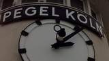 Kölner Pegel am Rheinufer